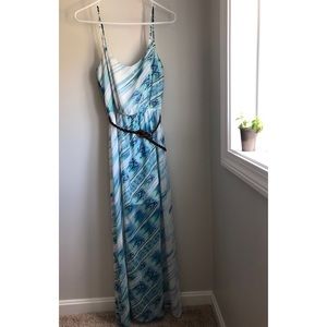 Sheer maxi dress with belt